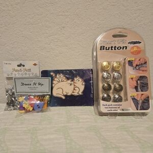 NIP Sewing/Crafts Button Covers, Confetti Cat Patch Lot.